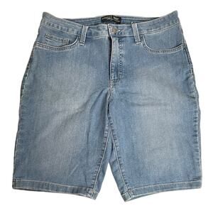 Lee Riders Womens 12 Denim Bermuda Jean Shorts Mid Rise Blue Stretch 1RMMBW8